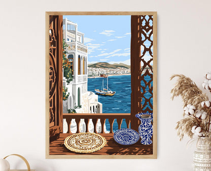 Affiche Arabesque Historique de Latakia – Illustration côtière syrienne