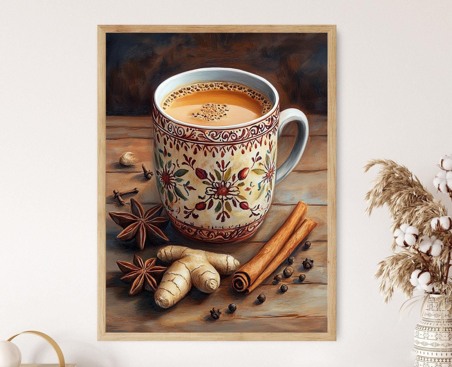 Affiche Masala Chai – Illustration de Tasse en Céramique Rajasthani