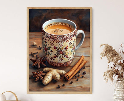 Affiche Masala Chai – Illustration de Tasse en Céramique Rajasthani