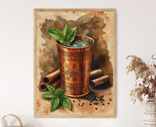 Affiche Jaljeera – Poster en verre cuivré avec motifs Warli