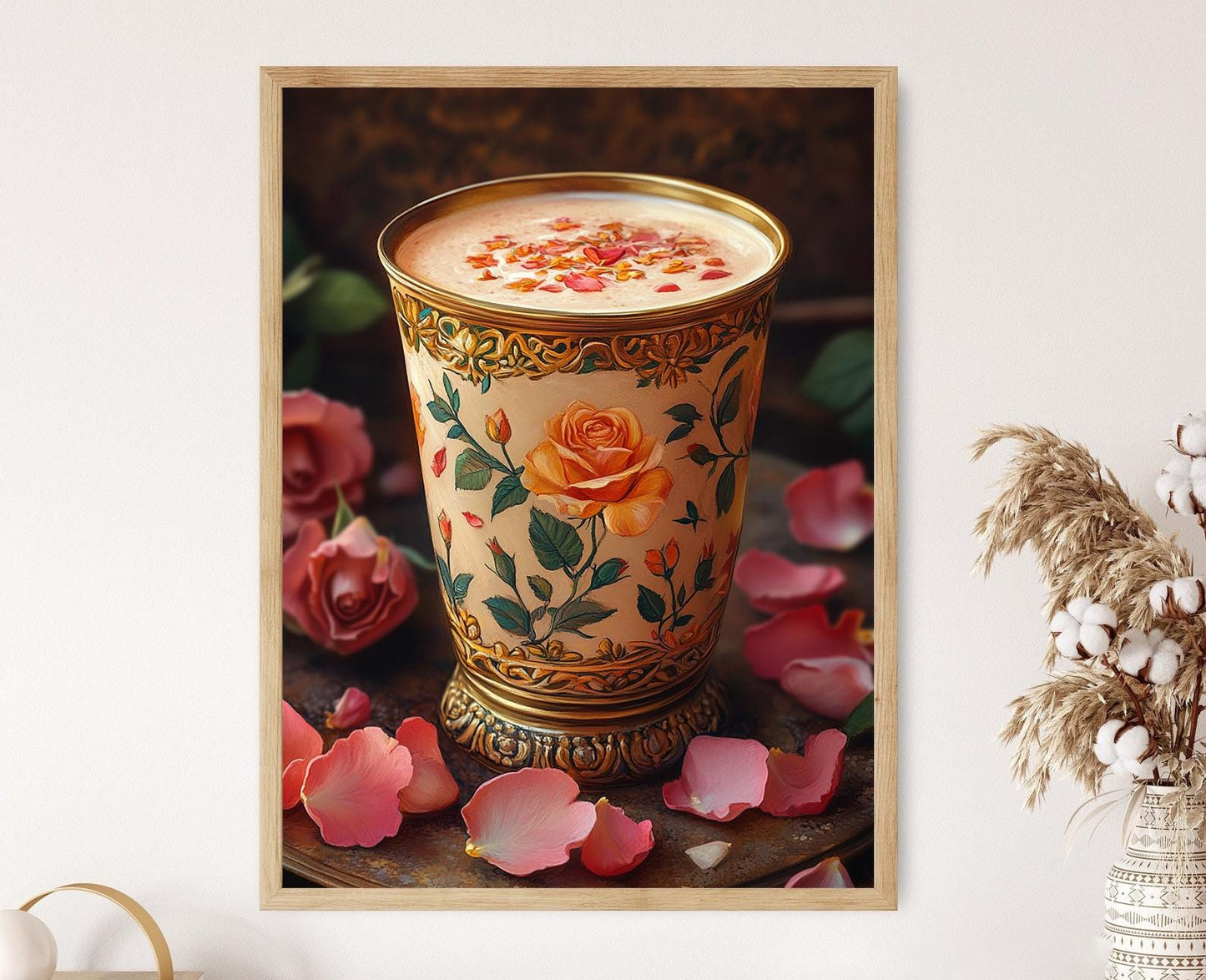 Affiche Rose Milk – Print Art Floral avec Tumbler en Lait de Rose