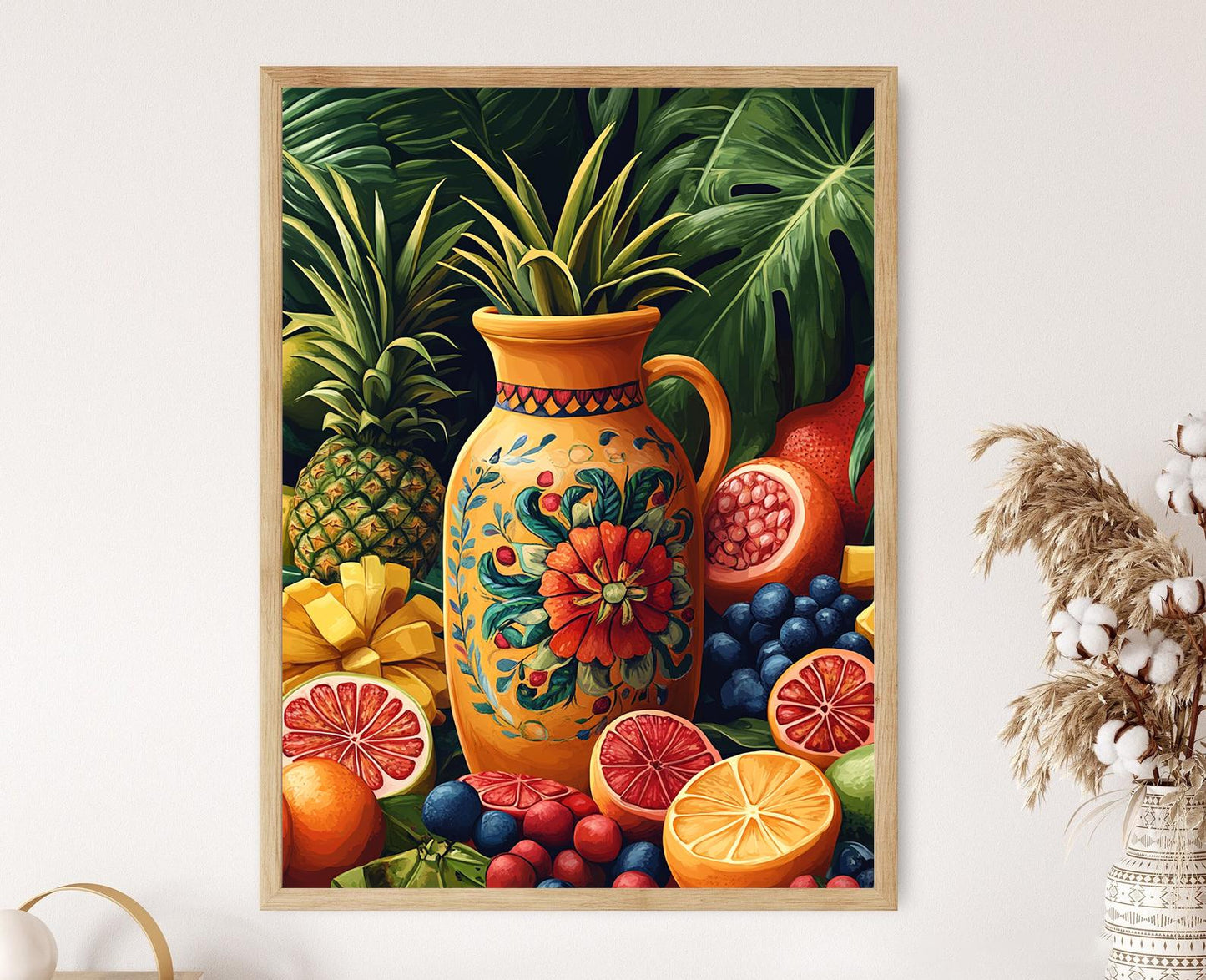 Affiche Agua Fresca – Impression d'art jarre en terre cuite avec motifs Otomi