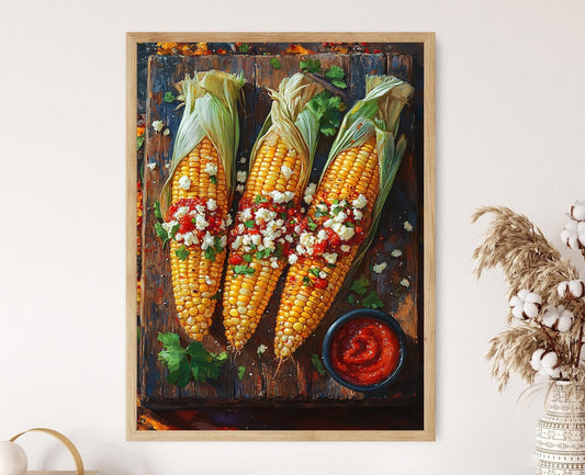 Affiche Cuisine de Rue Mexicaine – Art Élote avec Fromage et Chili