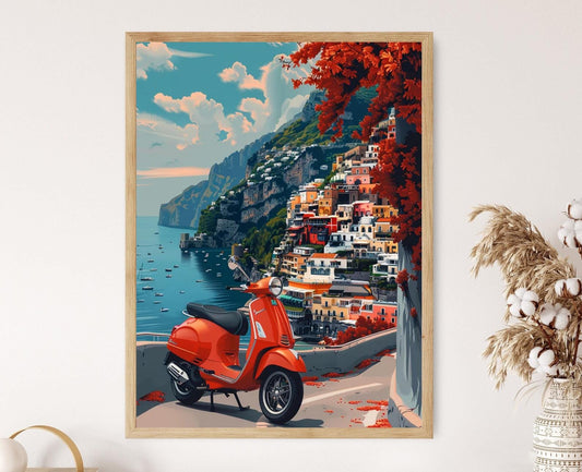 Affiche Positano – Impression giclée d'art côtier méditerranéen