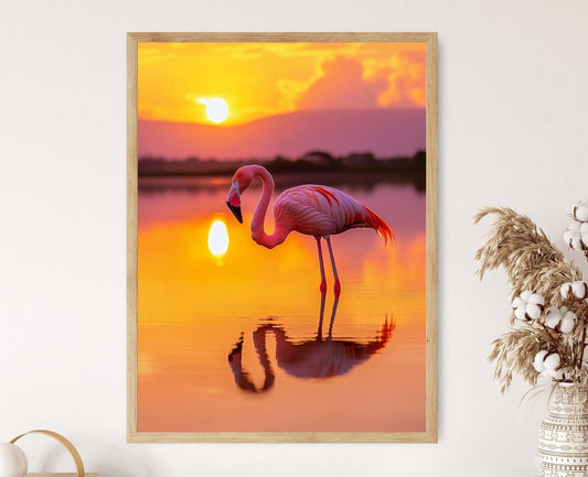 Affiche Lac Nakuru – Poster Flamants Roses au Coucher de Soleil