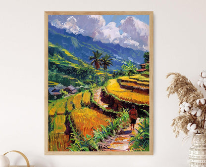 Affiche Champs de Riz Philippins – Poster Paysage de Ferme Paisible