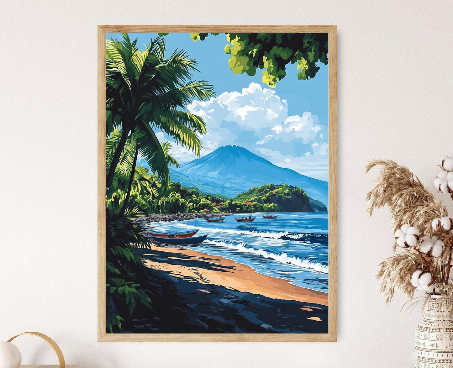 Affiche Plage Limbe – Illustration de Mont Cameroun et Sable Noir