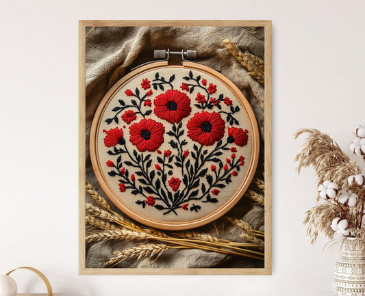Affiche Broderie Ukrainienne – Poster Art dans Cerceau Boisé
