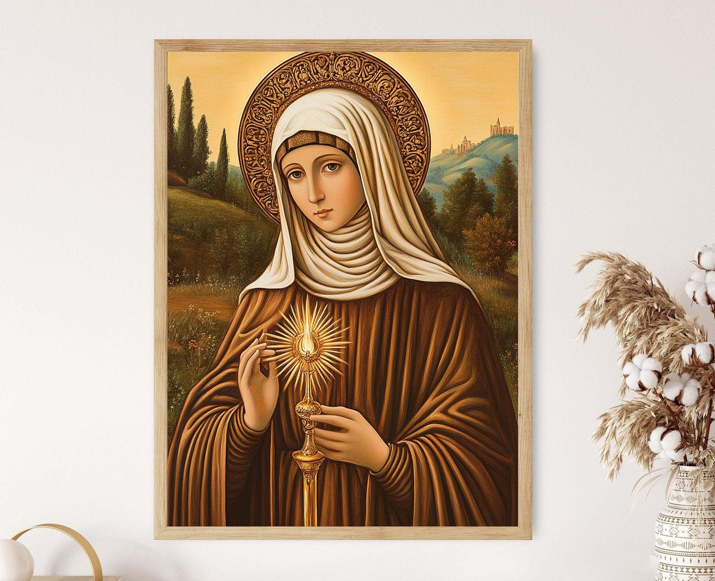 Affiche Sainte Claire d'Assise – Art Dévotionnel Catholique, Imprimé de Monstrance