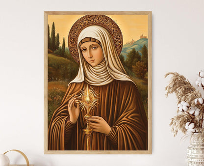 Affiche Sainte Claire d'Assise – Art Dévotionnel Catholique, Imprimé de Monstrance