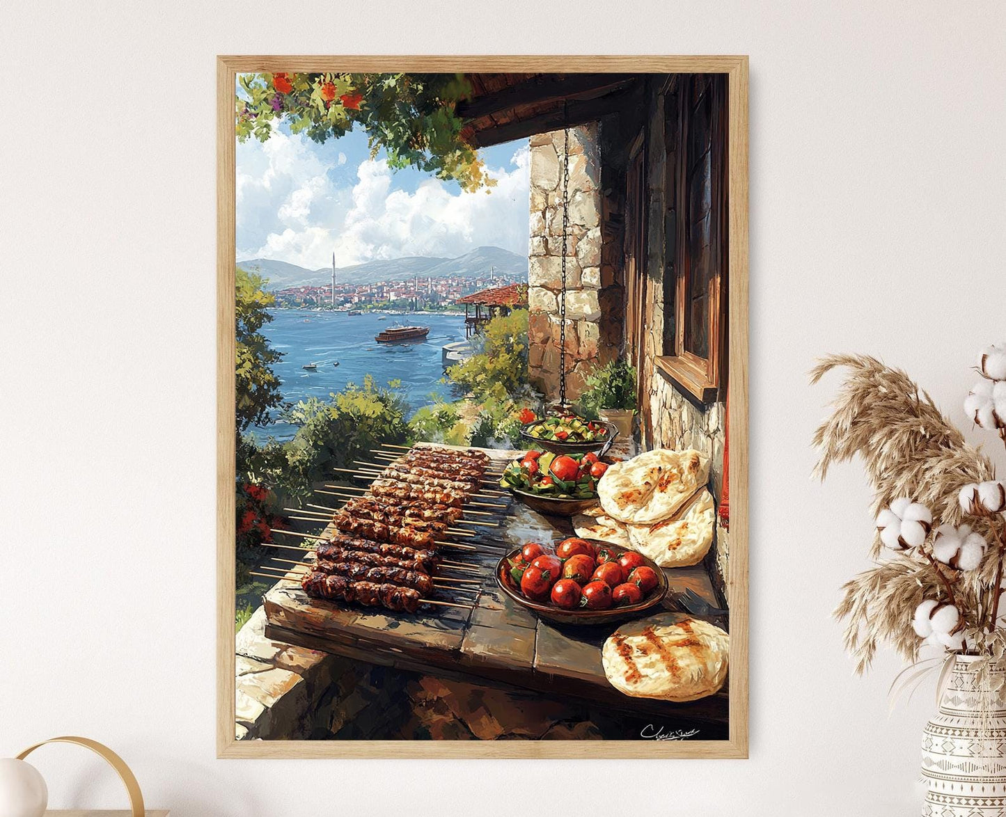Affiche Kebab Turc – Illustration de Brochettes et Pain Lavash