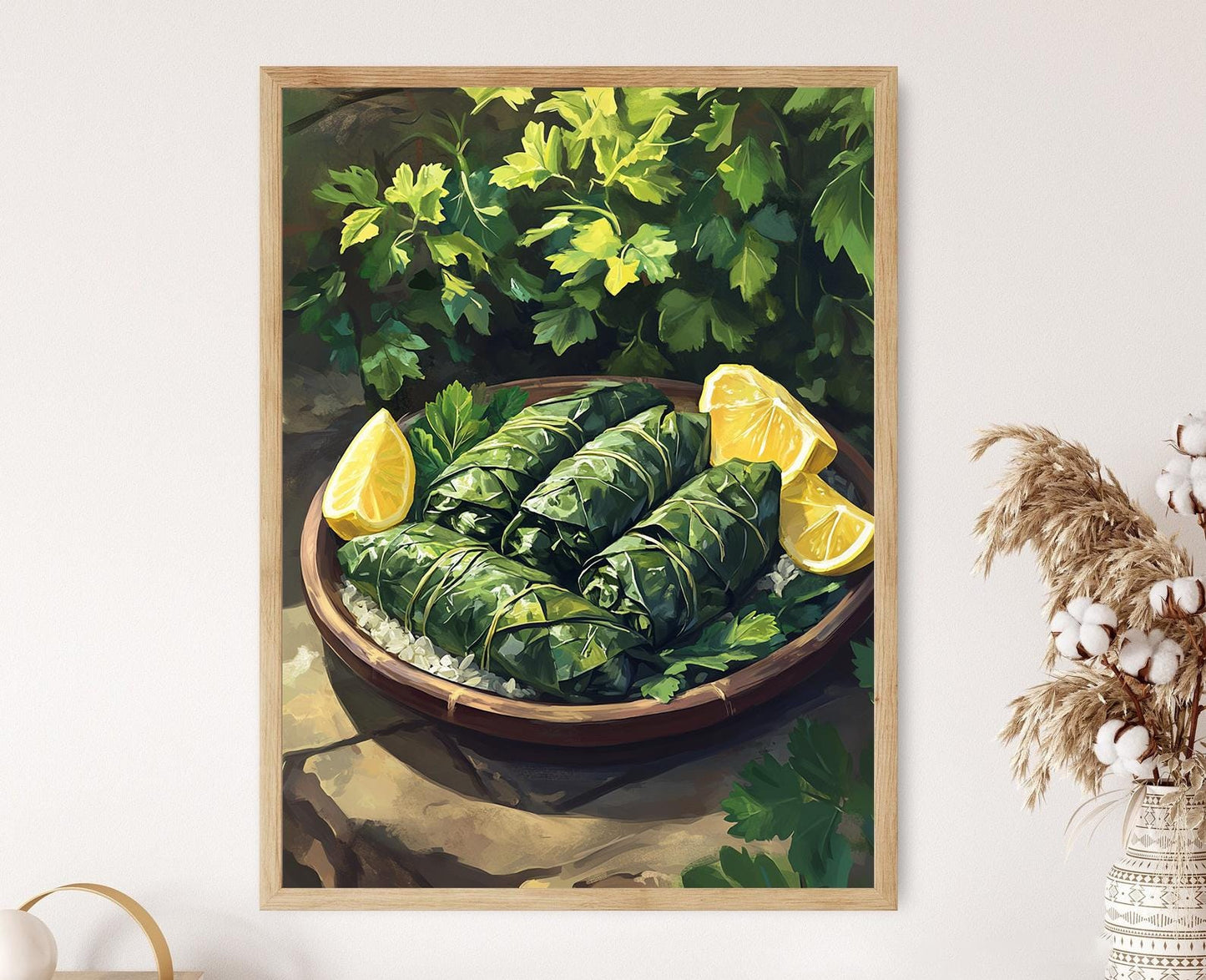 Affiche Dolma Turque – Illustration de Feuilles de Vigne Farcies