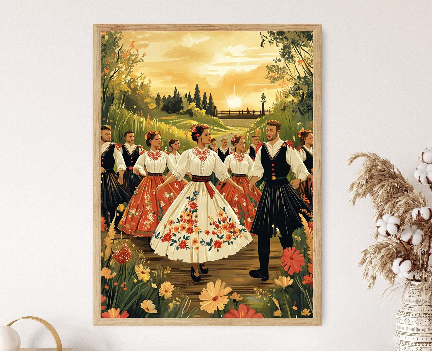 Affiche Danse Polonaise – Impression Artisanal Élegante et Folklorique