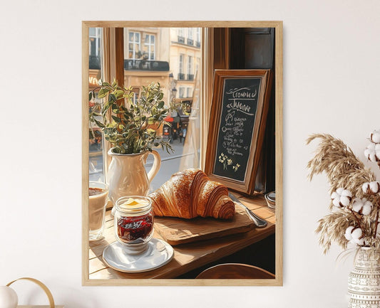 Affiche Croissant – Illustration Café Au Lait et Beurre