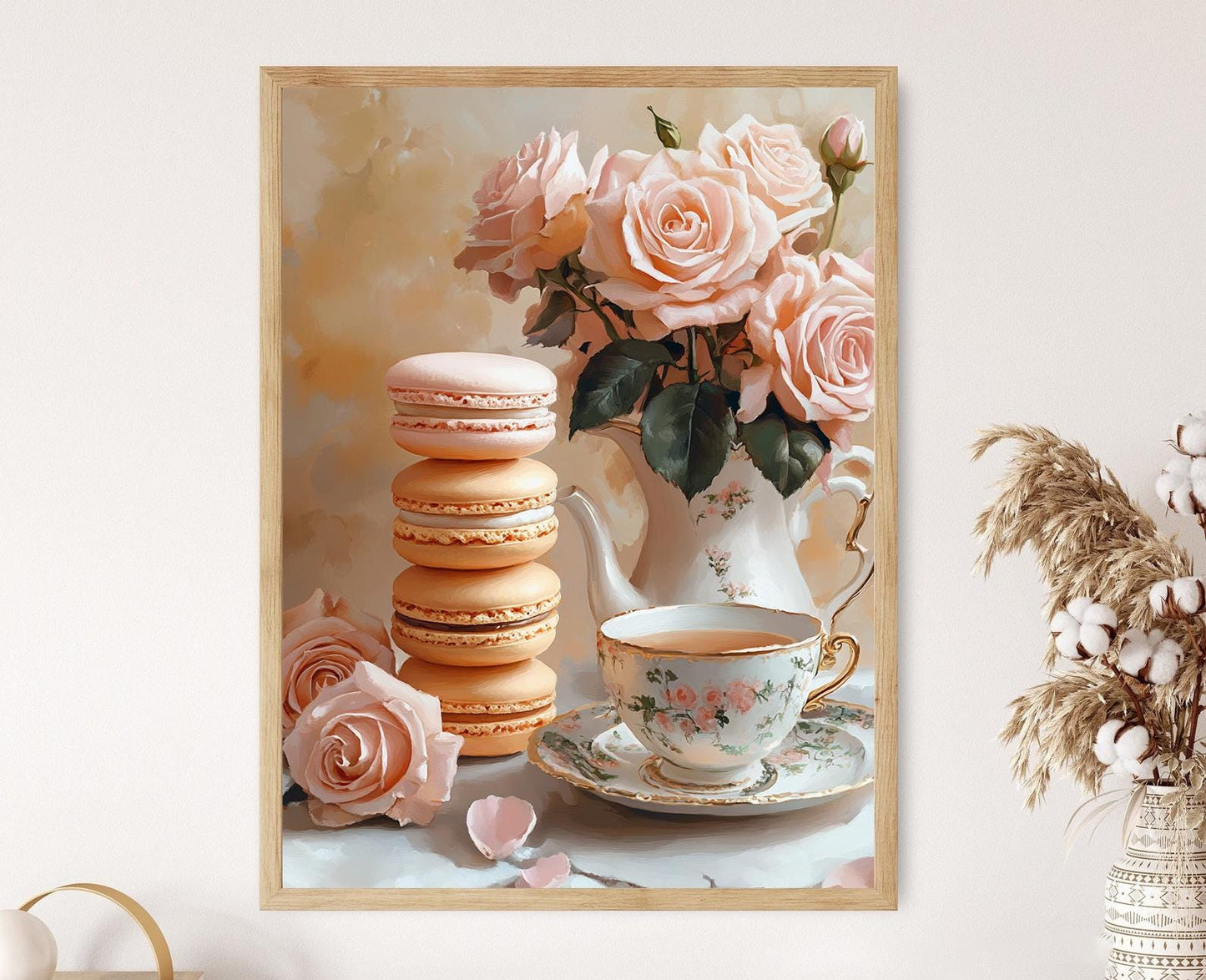 Affiche Macarons – Poster Desserts Pastels et Service à Thé
