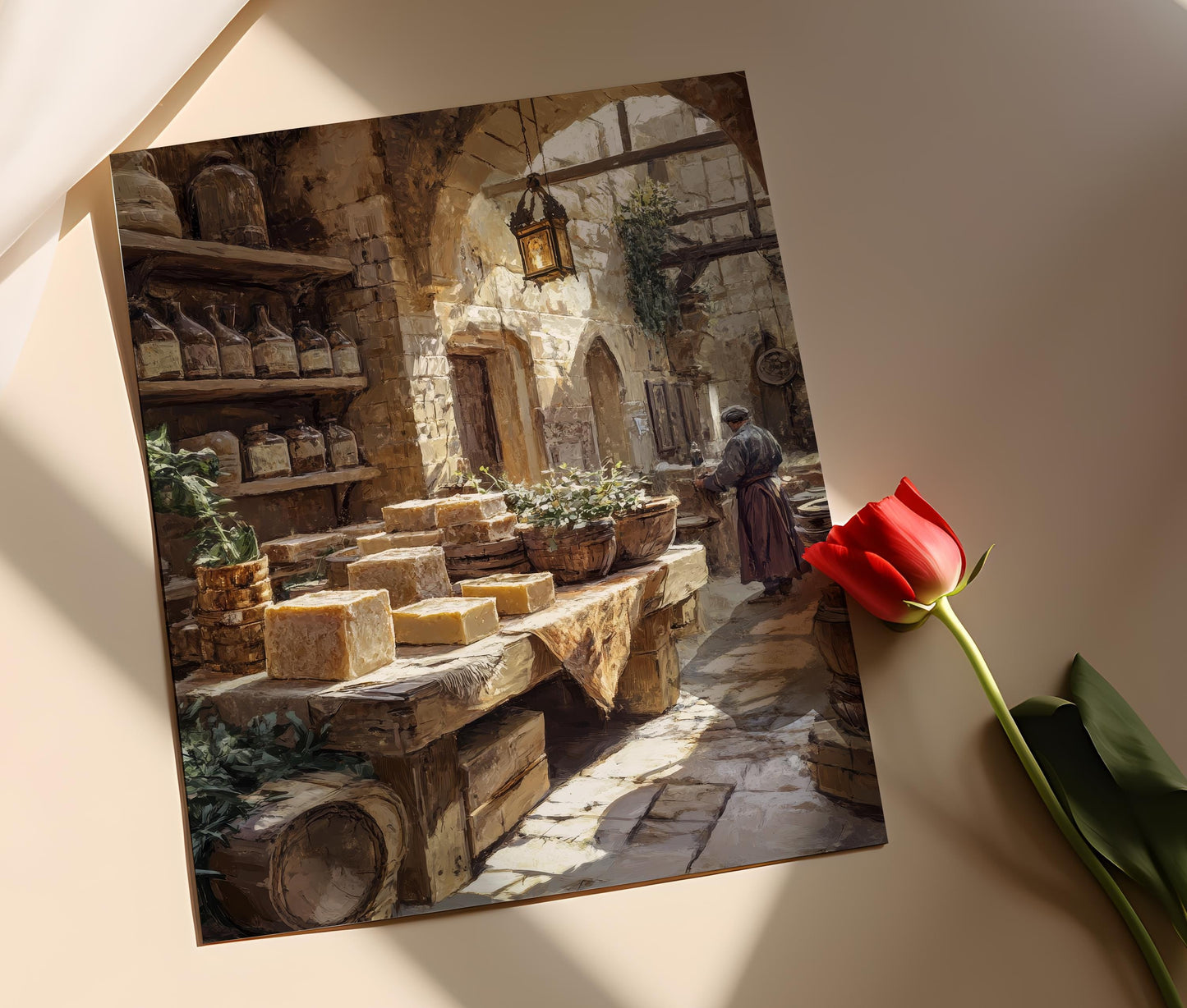 Affiche Artisanat du Savon d'Alep – Illustration du Patrimoine Syrien