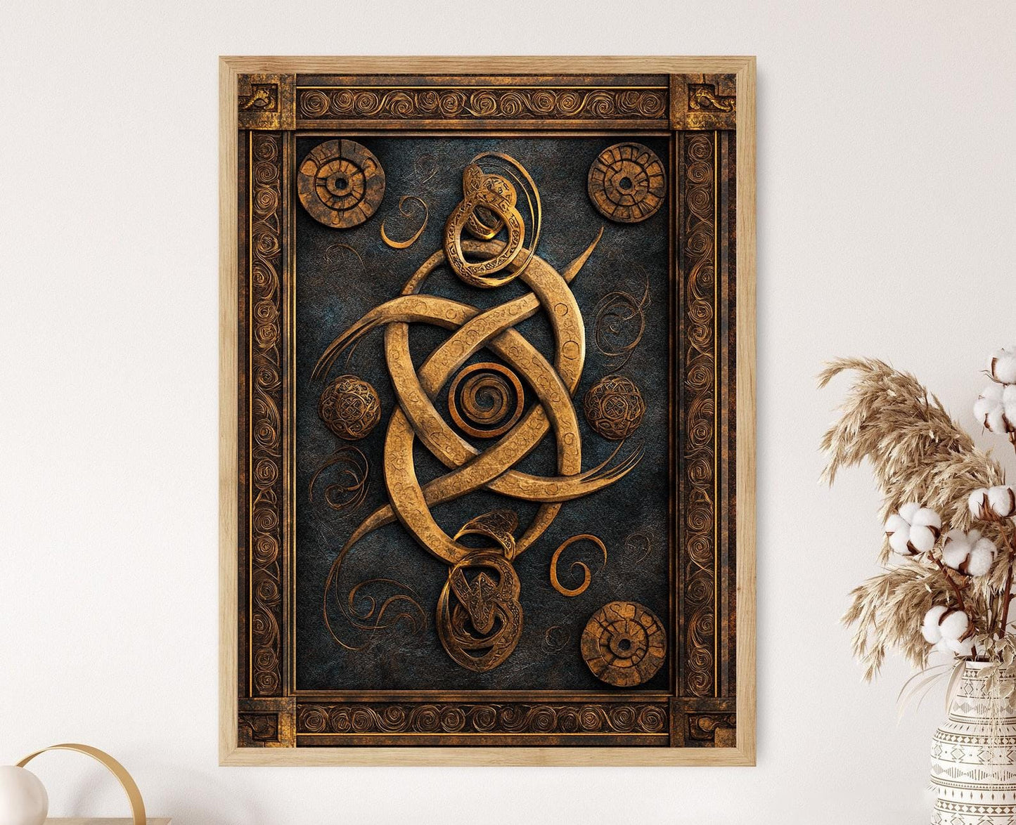 Affiche Noeud Célte – Poster Triskelion et Spirales, Tons Terreux