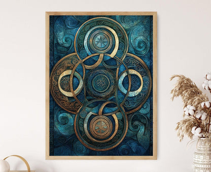 Affiche Mandala Celtique – Poster Art Symétrique avec Nœuds et Spirales