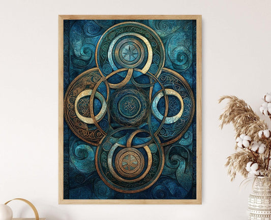 Affiche Mandala Celtique – Poster Art Symétrique avec Nœuds et Spirales