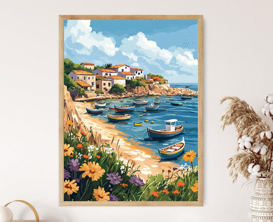 Affiche Village de Pêche à Gaza – Poster Vie Côtière Palestinienne