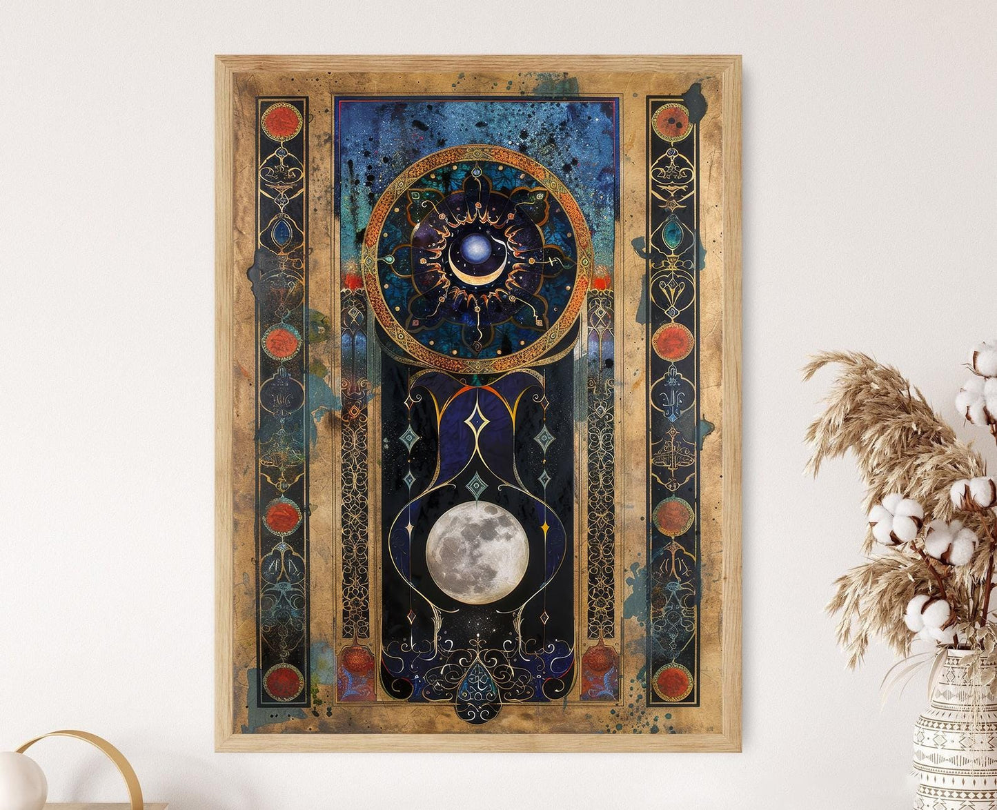 Affiche Art Islamique : Calligraphie Géométrique Lune & Étoile