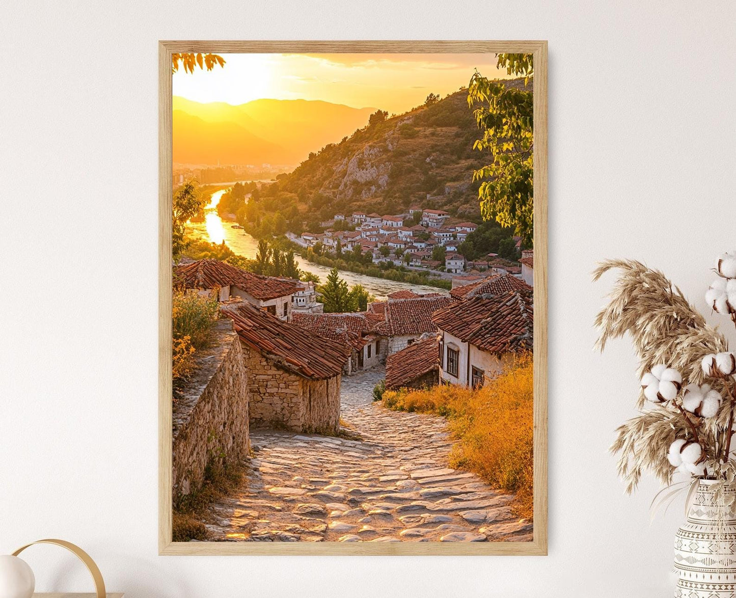 Affiche Château Berat – Poster Vue panoramique de l'architecture ottomane