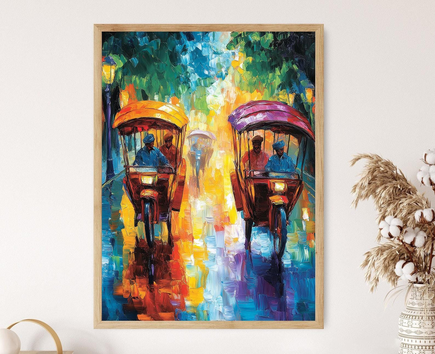 Affiche Rickshaws Indiens – Impression Giclée Colorée et Vibrante