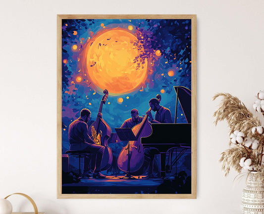 Affiche Jazz Quartet – Illustration Nuit de Pleine Lune en Musique