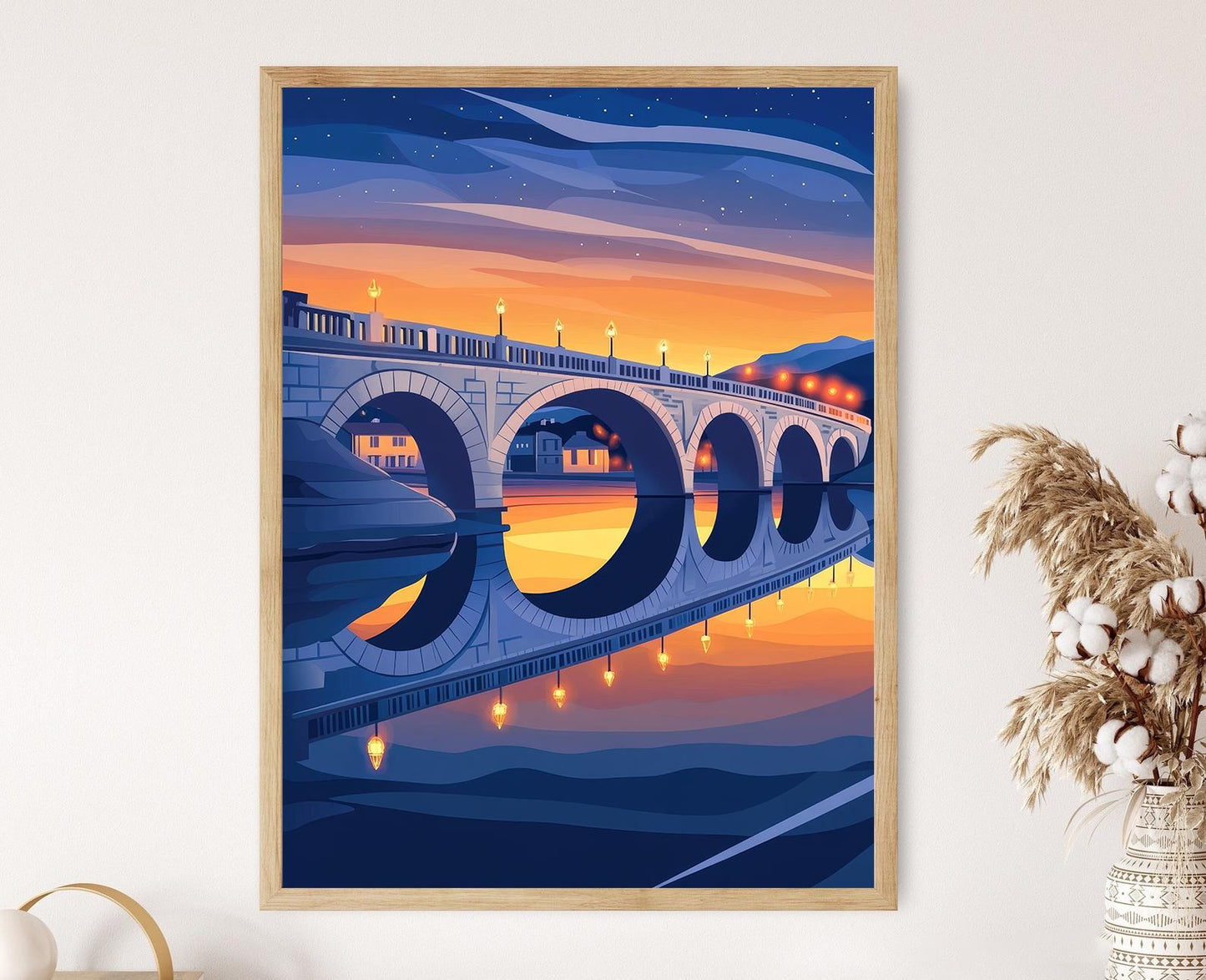 Affiche Pont de Pierre de Skopje – Poster Art déco de Macédoine