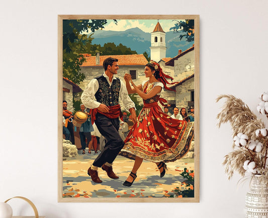Affiche Danseurs Oro – Poster Art de Festival Traditionnel Balkan