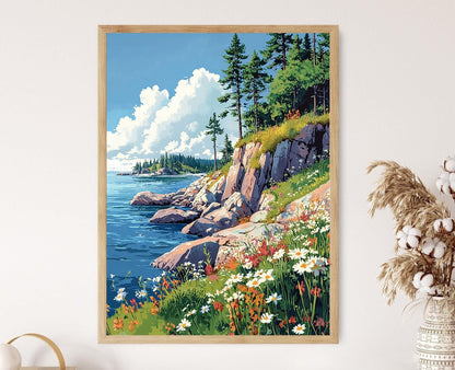 Affiche Lacs et Forêts – Poster Art Valaam, Pins de Russie