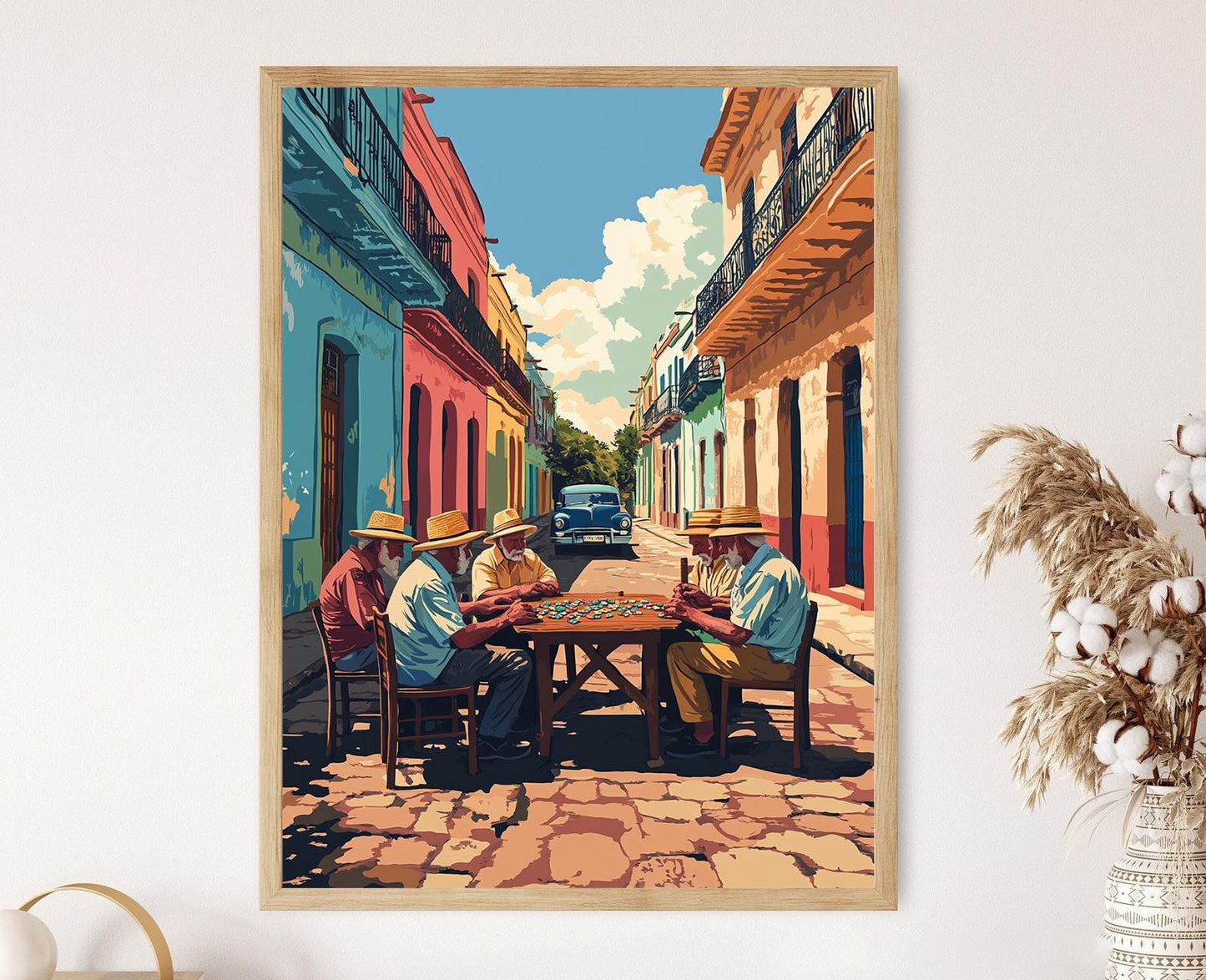 Affiche Jeu de Domino Cubain – Illustration Vintage de La Havane