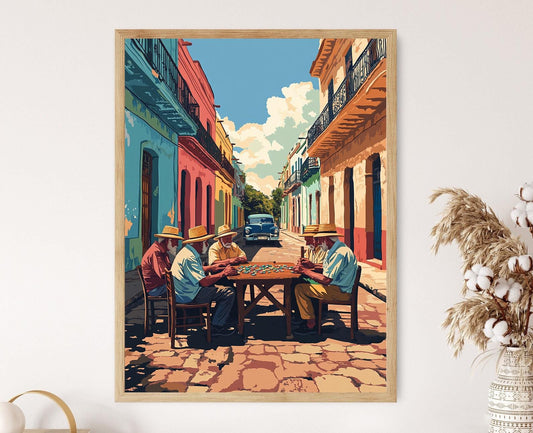 Affiche Jeu de Domino Cubain – Illustration Vintage de La Havane