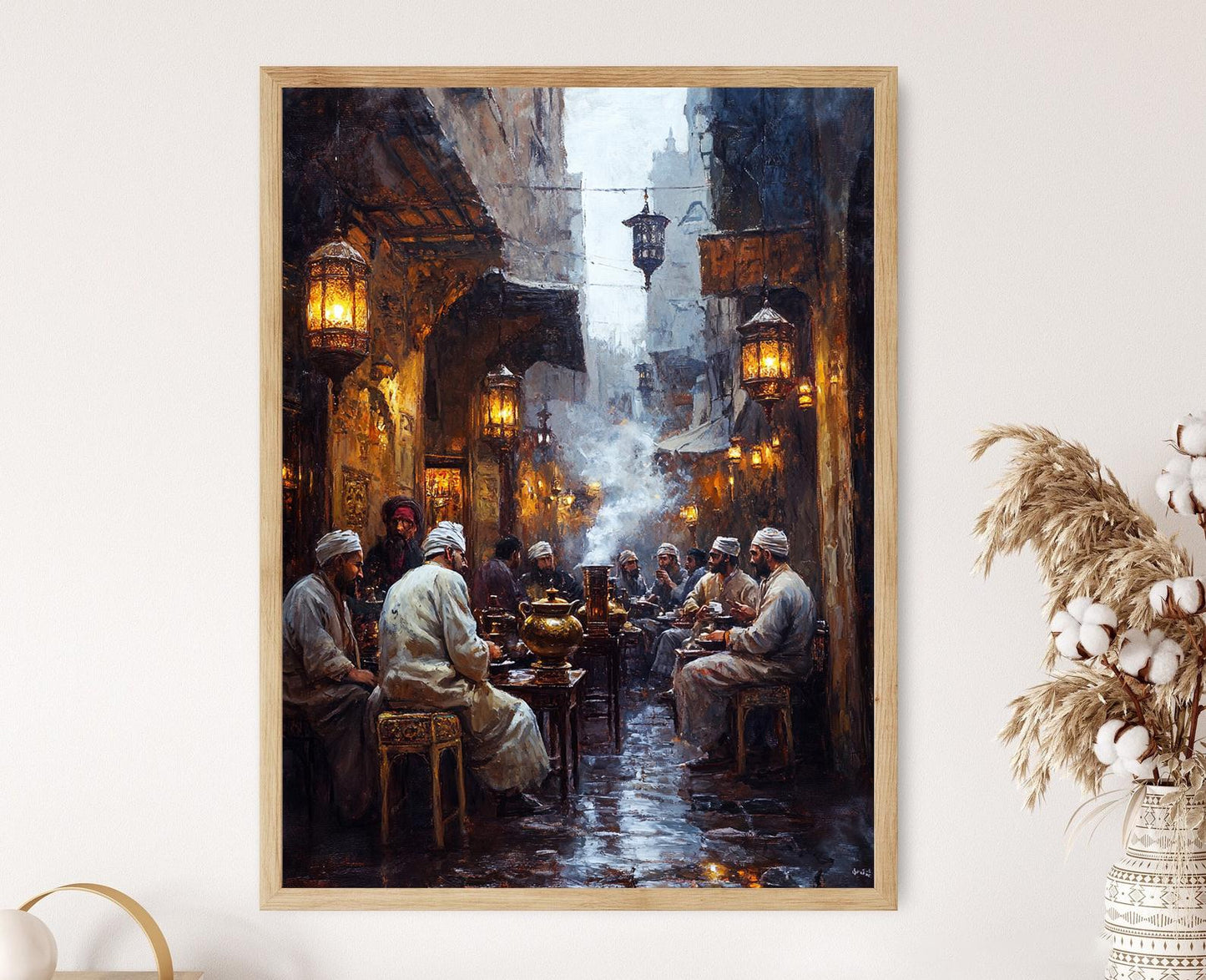 Affiche Café Ottoman – Scène Traditionnelle de Rassemblement et de Contes