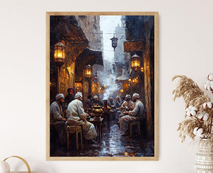 Affiche Café Ottoman – Scène Traditionnelle de Rassemblement et de Contes