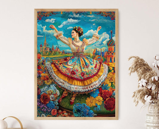 Affiche Danse Kalinka – Impression artistique russe dynamique et colorée