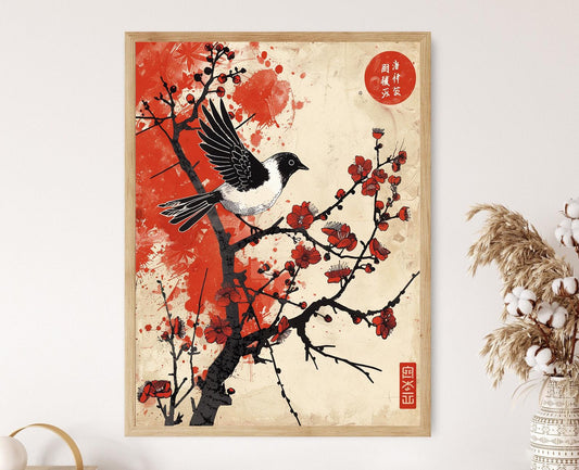 Affiche Vintage Hanafuda – Illustration Florale Japonaise en Édition Limitée