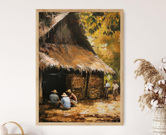 Affiche Vie Vintage Cuba – Poster de Grange à Tabac Ancienne