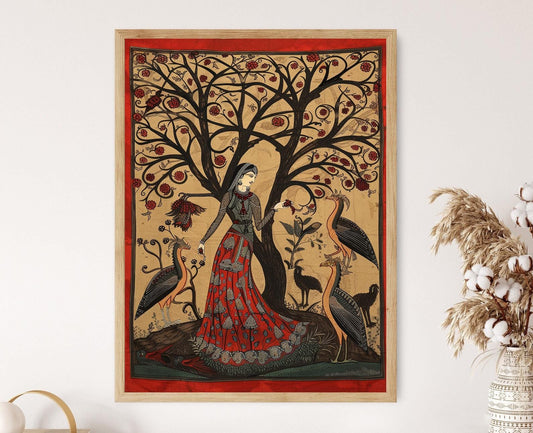 Affiche Kalamkari – Impression Art déco Vintage, Décor Bohème