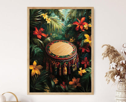 Affiche Rastafarienne – Impression artistique avec motifs colorés et fleurs