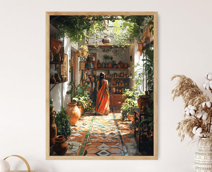 Affiche Art Bengali – Poster Décor Terracotta & Illustration Sac Jute