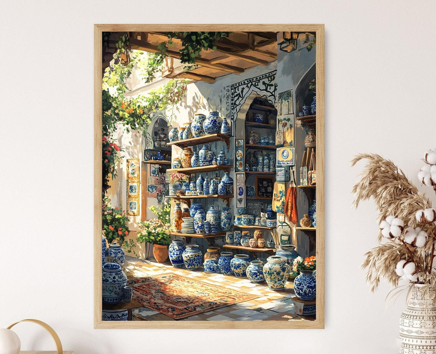 Affiche Souvenir de Multan – Poster Décor en Faïence Bleue et Broderie