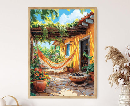 Affiche Art Brésilien – Poster Illustré de Réseaux et Plantes Tropicales