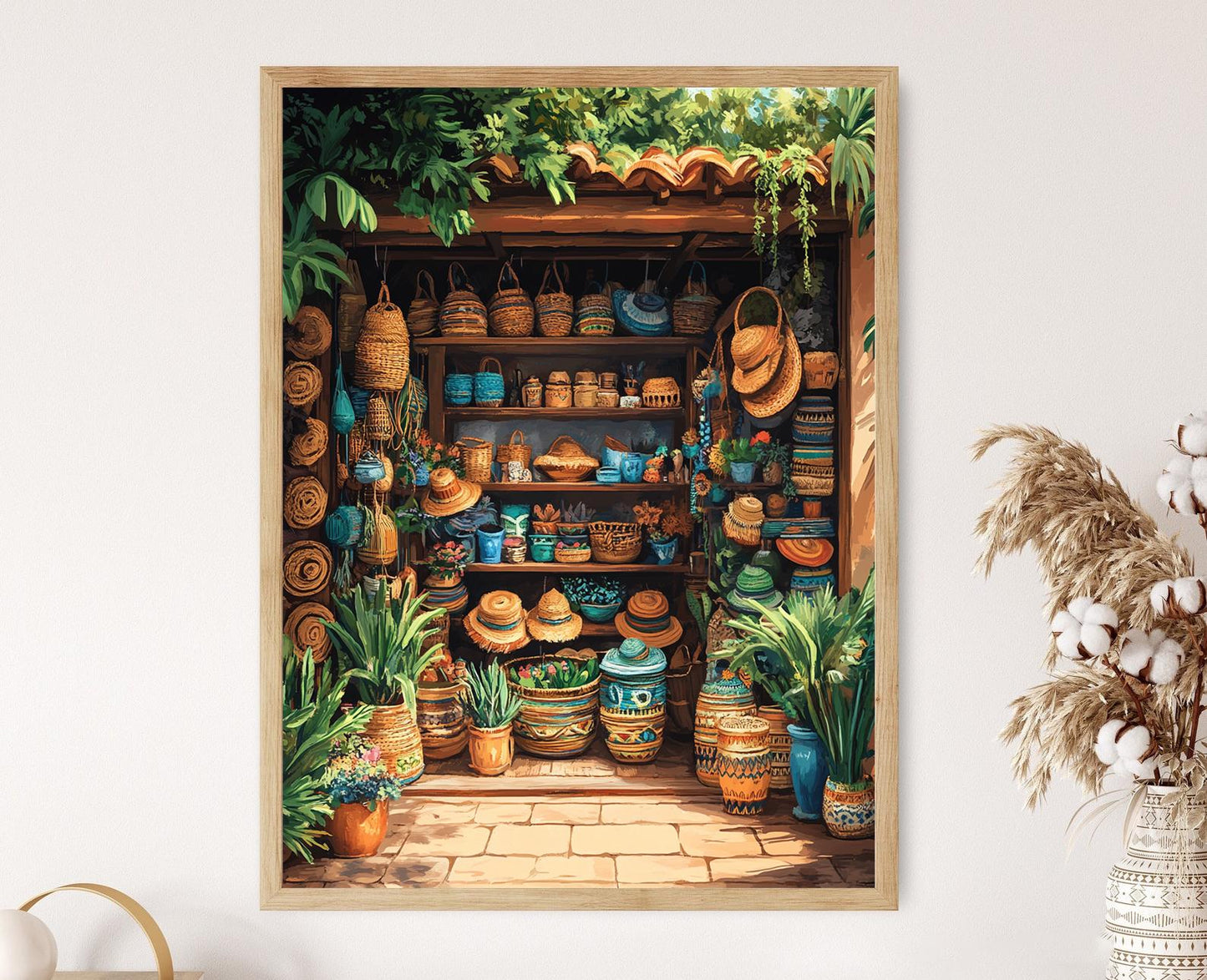 Affiche Artisanale Équatorienne – Poster Boutique de Souvenirs Rustiques