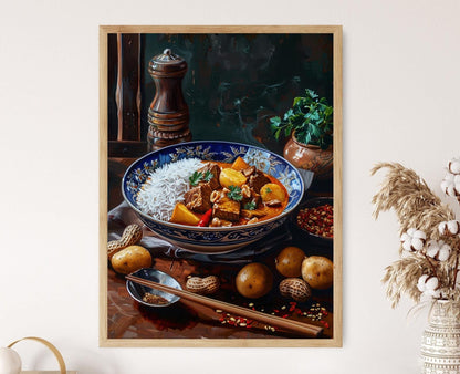Affiche Curry Massaman – Peinture de cuisine thaïlandaise authentique