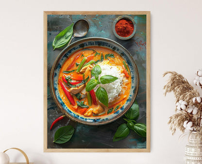 Affiche Curry Rouge Thaï – Poster Art Mural Épicé pour Cuisine
