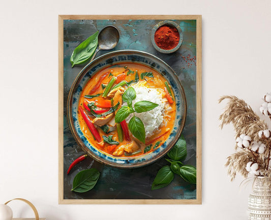 Affiche Curry Rouge Thaï – Poster Art Mural Épicé pour Cuisine