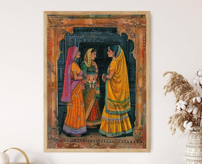Affiche Ethnique Rajasthani – Poster Art sur Toile Peinte à la Main