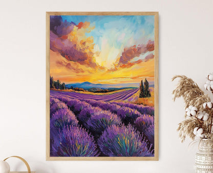 Affiche Champs de Lavande au Crépuscule – Poster Art Impressionniste