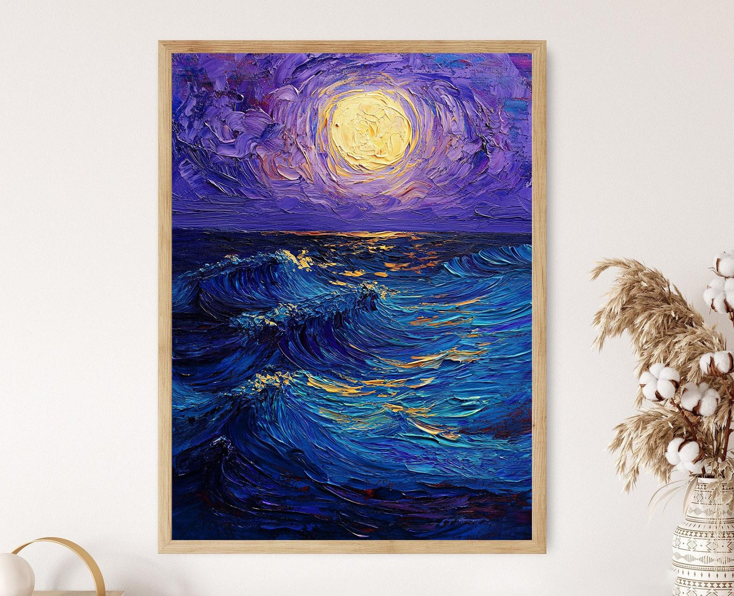 Affiche Vagues Lunaires – Poster Impressionniste Inspiré de Van Gogh